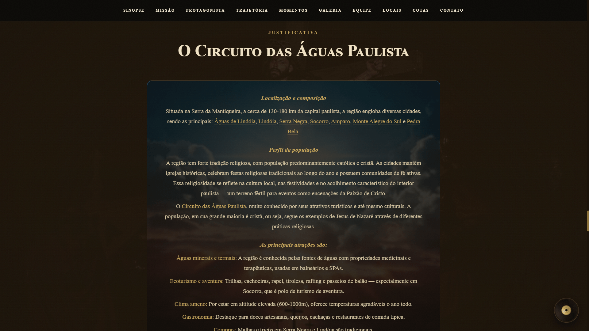 Justificativa cultural com perfil da região