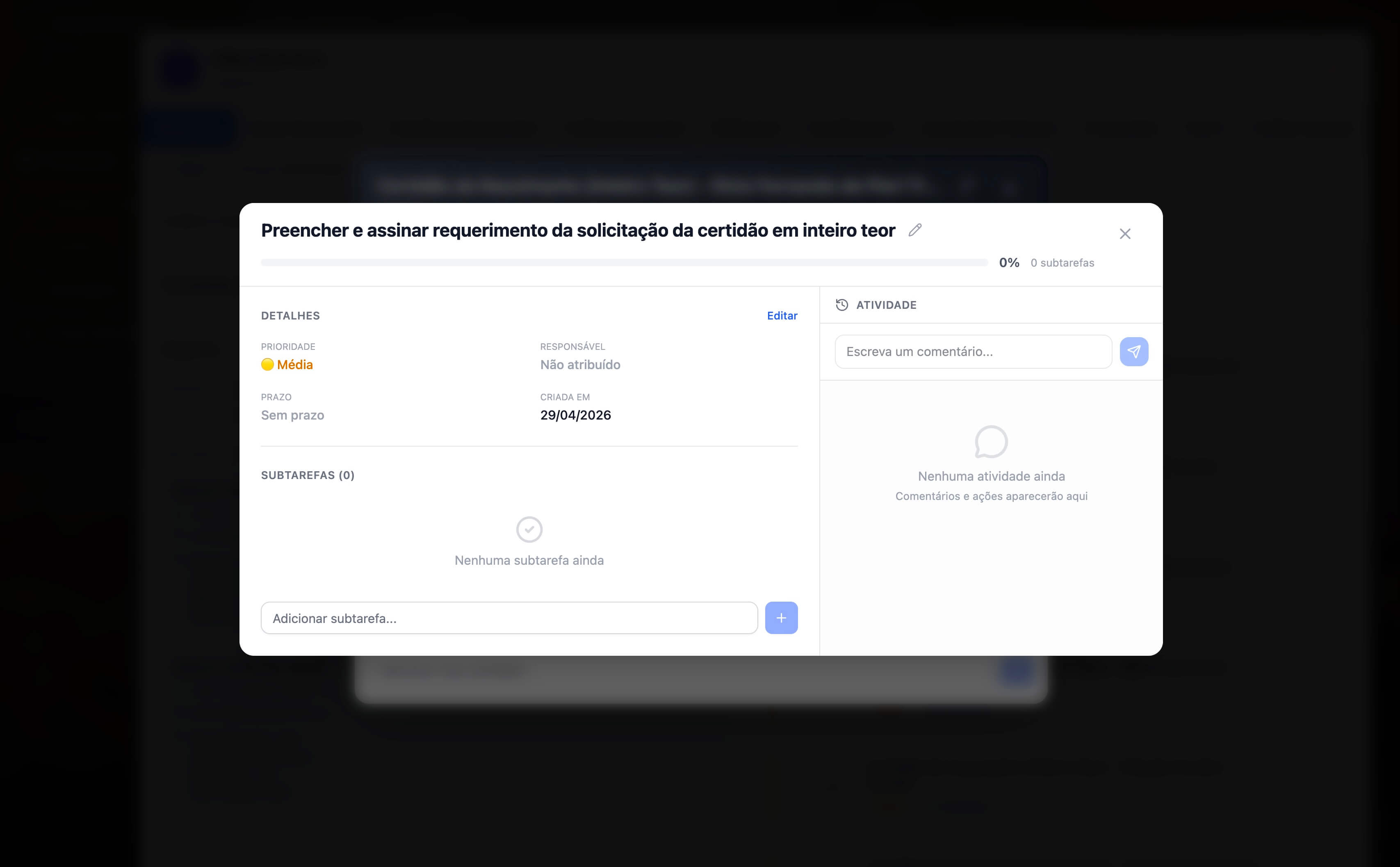 Sub-atividades dentro de uma atividade